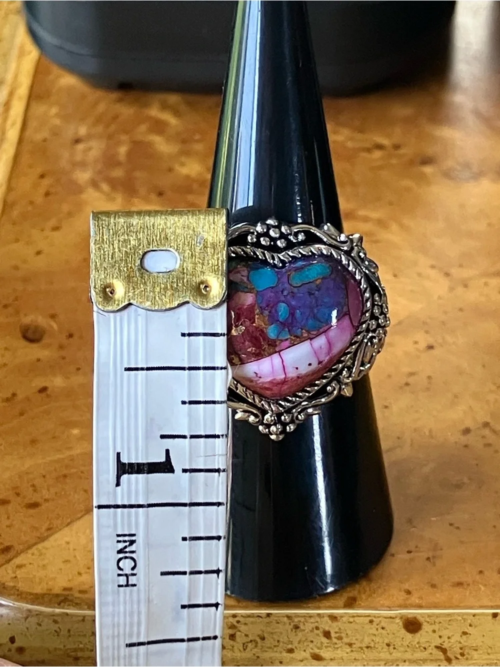 Spiny Oyster Turquoise Heart Ring Size 7.75